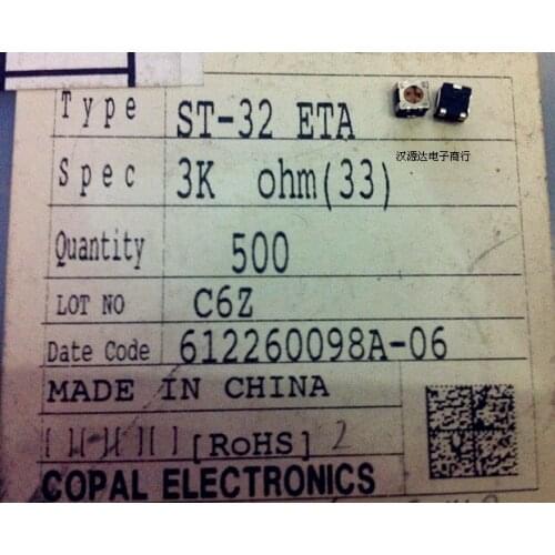 Original new 100% ST-32ETA3K ST32ETA302 3K 3X3MM variable resistance trimmer potentiometer (SWITCH)