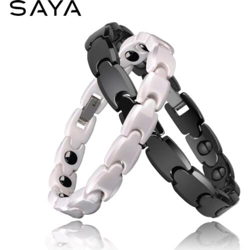 2021 Couple Bracelets Ceramic Bangle Health Care Stone Inlay for Men Women White Color, Free Shipping, Customized