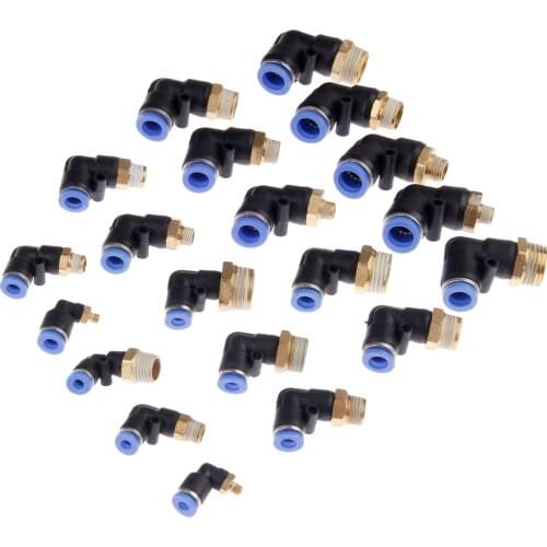 5Pcs/lot Pneumatic Fittings Elbow Quick Push In Connector Pipe Fitting M5" 1/8'' 1/4'' 3/8'' 1/2' Thread to 4/6/8/10/12mm Tube