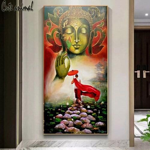 Full Drill Square Diamond 5D DIY Diamond Painting Lotus Buddhism Buddha Diamond Embroidery Cross Stitch Rhinestone Painting