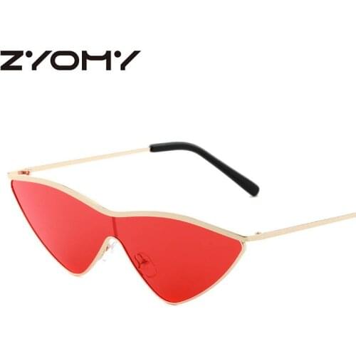 Q 2020 Retro Cat Eye Colorful Lens Triangle Sunglasses Gradient Siamese Glasses Sexy Fashion Women Eyewear Mujer Gafas