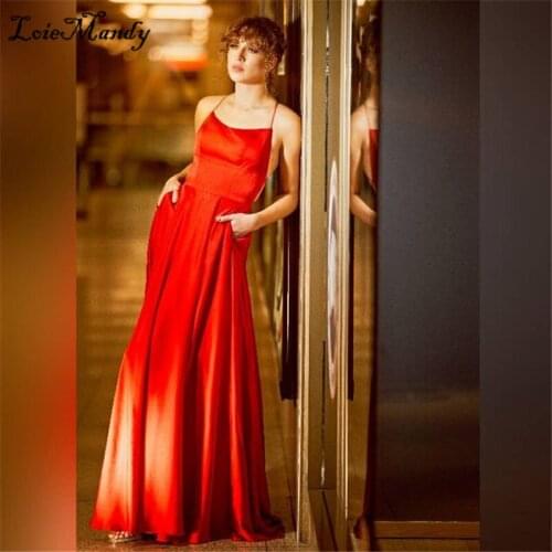 Sexy Criss Cross Long Prom Dresses 2021 Red Elastic Satin Evening Party Gowns For Women High Split Vestidos largos de fiesta