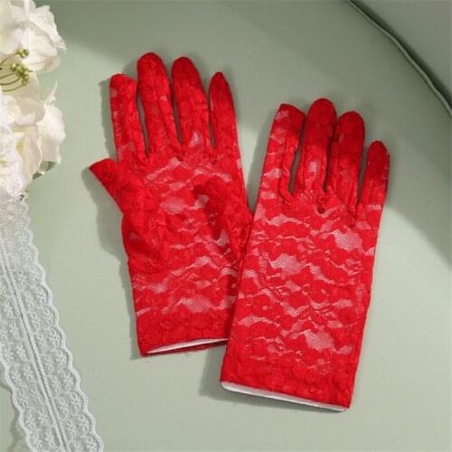 22cm Women Girls Sexy Short Finger Gloves Lace Gloves Wedding Dress Accessories Dance Drama Performance Party Supplies