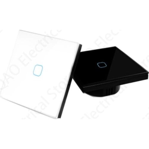Touch switch EU standard white crystal glass panel light switch Ac110-220v switch 1gang 1 way ，wall lamp touch switch