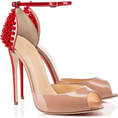 Spring and summer new color matching stiletto rivets fashion banquet dress women sandals custom oversized sexy stage high heels