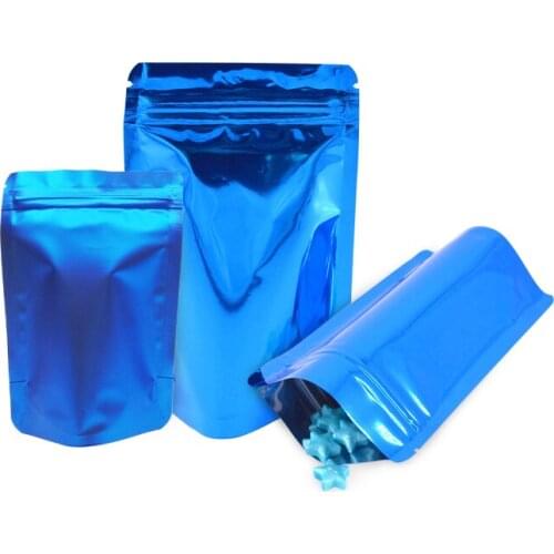 Blue Bag Blue Pouches Bottom Gusset Stand Up Zip Lock Foil Bag Food Storage Cosmetic Bag Colors Wholesale Price 100 Pcs