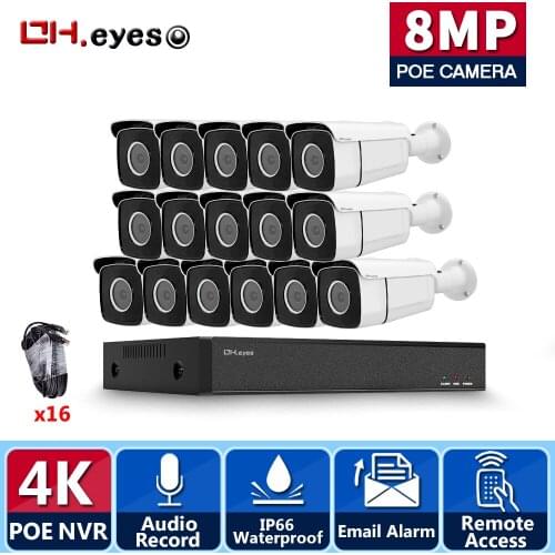 Home 4K 8MP POE Camera Security System NVR Kit POE NVR 8MP 16CH Indoor IP Audio CCTV Camera Video Surveillance Systems Set