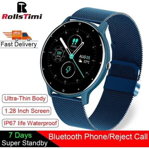 Rollstimi New Full Touch Sport Women Smart Watch Men IP67 Heart Rate Fitness For Android IOS Bluetooth phone Tracker Smart watch