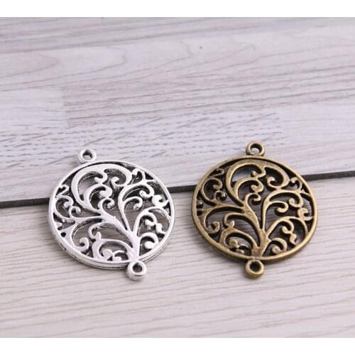 SWEET BELL 40pcs/lot Two Color Vintage flower Jewelry Connectors Findings 25*31mm Handcrafted Antique Bronze Diy Components