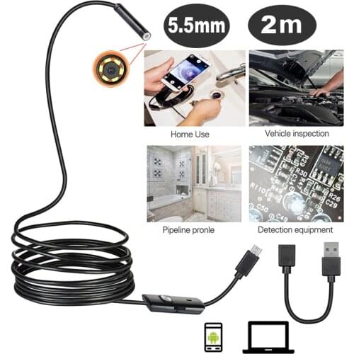 Android Endoscope 5mm 1m/2m/5m IP67 Waterproof Support OTG&UVC Smartphone HD Snake Mini Usb Endoscope For Car/PCB/EarDetection