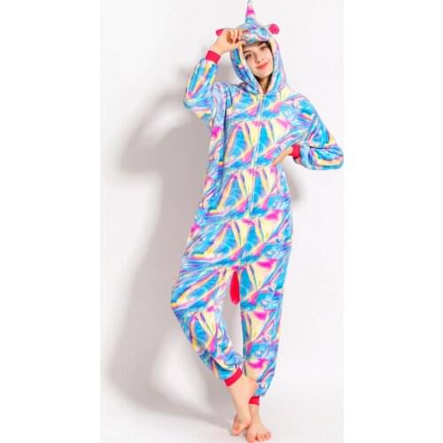 Unisex Adults Animal Pajamas Anime Onesie Stitch Unicorn Panda Bear Totoro Flannel Cartoon Cute Warm Cosplay Sleepwear Homewear