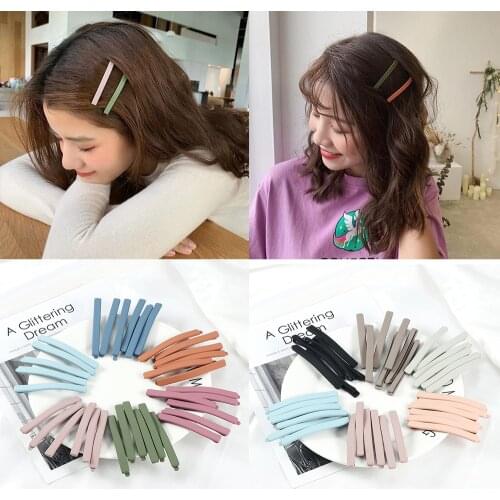 Trendy Simple Basic Hair Clip Accessories 2Pcs/Set Candy Color Sweet Hairpins Women Girl Matte Barrettes Headwear Ornaments Gift