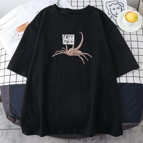 Alien Facehugger Horror Printing Women Tshirts Summer Fashion Style Clothing Plus Size t Shirts Loose Round Neck Female t-Shirts