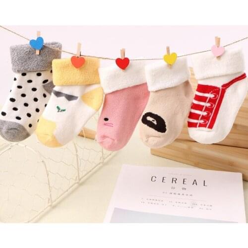 Winter warm 0-4 years old kids cute baby terry socks thickening children girl boy socks cotton baby knee high socks