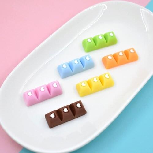 10Pcs Simulation Heart Chocolate Chunks Flat back Resin Cabochon Fake Food Play Fit Phone Deco Parts DIY Scrapbooking Accessries