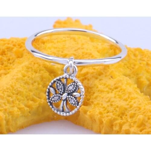 100% 925 Sterling Silver Pan Ring New Retro Palace Style Tree Of Life Simple Ring For Women Wedding Party Gift Fashion Jewelry
