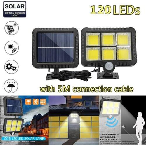 120 LED Solar Motion Sensor Wall Light Outdoor Waterproof Garden Street Lamp