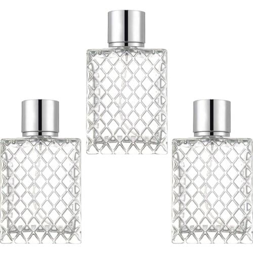 3pcs 100ml Square Flat Bottles Glass Empty Spray Bottle Atomizer for Perfume