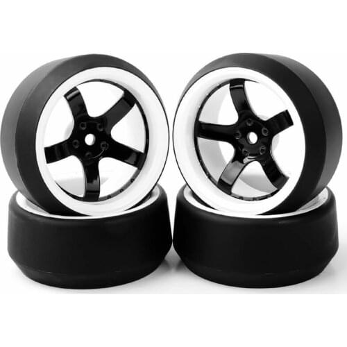 4pcs 1/10 RC Drift Tires Wheel Model Rim 12mm Hex For HPI HSP Racing On-Road Car 6mm Offset