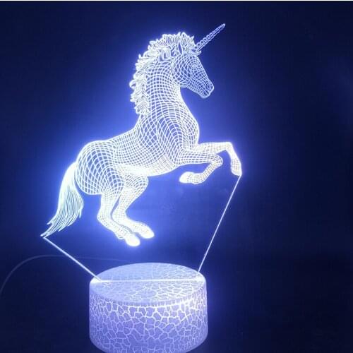 Acrylic Nightlight LED Kids 3D Night Light Unicorn Table Lamp Bedside Room Party Atmosphere Decor Smart Phone Control Cool Gift