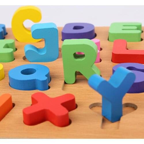 Kids Alphabet ABC Numbers Wooden Puzzles Board Baby Early Educational Toy Gift for Children Learning Developing Toys
