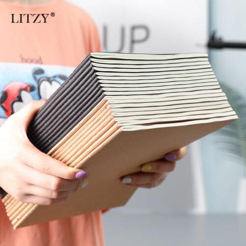 LITZY A5 Simple Kraft Paper Notebooks Horizontal Grid Notepad Creative Thicken Diary Notebooks for School Stationery Supplies