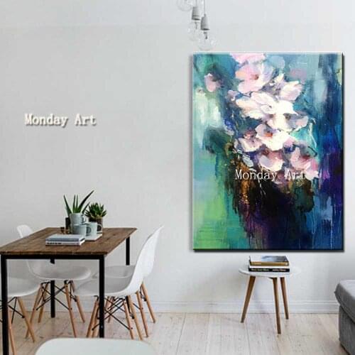 Large Painting Hand Painted Abstract Flowers Oil Painting On Canvas Wall Art Picture for Living Room Home Decoration best gift