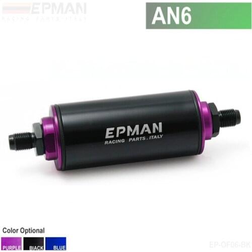 Racing Ready Inline Aluminum Fuel Filter AN6 With 100 Micron Element Steel SS