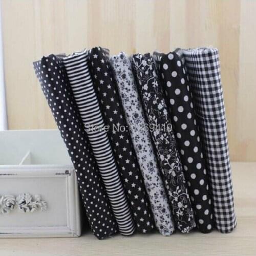50*50cm 7PCS Black Series Print Cotton Patchwork Fabric Fat Quarter Bundle For Tissue To Sew DIY Baby Toy Tilda Quilting Tecido