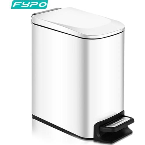 Fypo Stainless Steel Pedal Trash Can Rectangular mute Household Trash Bin with lid Suitable for Bedroom Kitchen living Room