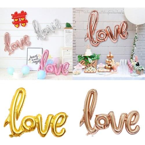 Ligatures Love Letter Foil Balloon Anniversary Wedding Valentines Birthday Party Decoration Champagne Cup Photo Props