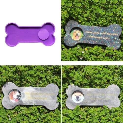 Memorial Pet Bone Tombstone Epoxy Resin Mold Dog Keepsake Gravestone Silicone Mould DIY Crafts Decorations Ornament Casting Tool