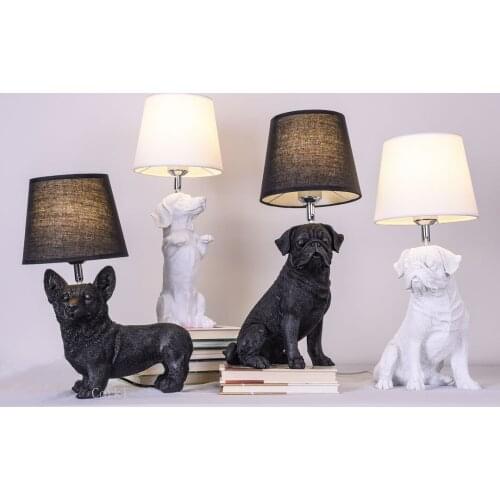 Nordic Animal Puppy LED Table Lamps Modern Bedroom Bedside Lamp Living Room Resin Dogs Desk Light Home Decor Lighting Luminaire