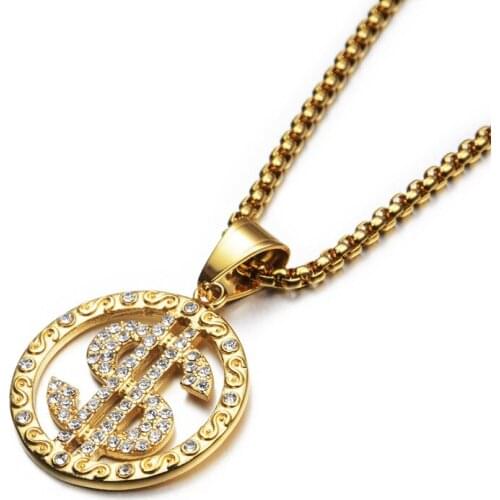 Stainless Steel Cute Dollar Letter Pendant Necklace Charms for Jewelry Making Golden Silver Color Hip Hop 2021 Birthday Gift