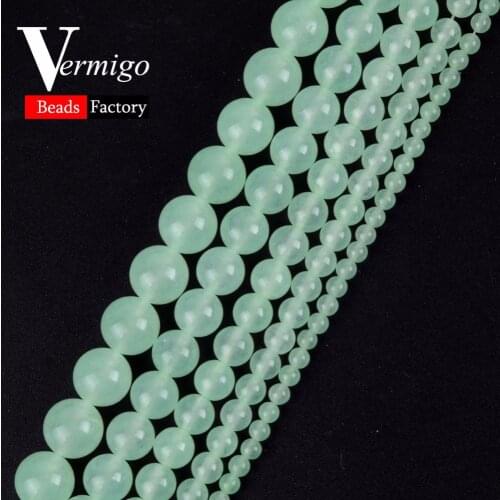 Wholesale Natural Stone Beads Light Green Chalcedony Jades Round Ball Beads For Jewelry Making 4-12mm Diy Bracelet 15"Strand