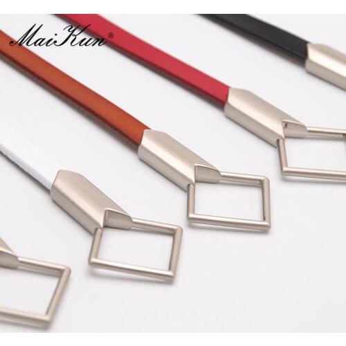 Maikun Genuine Leather For Women Thin Belt All-Match No-Hole Knotted Cowskin Belt Ladies Sweater Skirt Belts