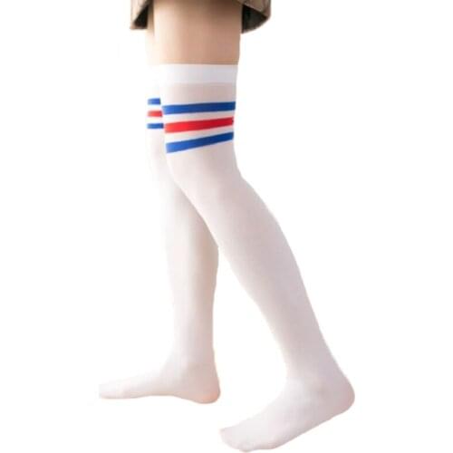 Sexy Striped Knee Stockings Women Thigh High Over Knee Stocking for Ladies Cute Medias Harajuku Pantyhose Woman Socks