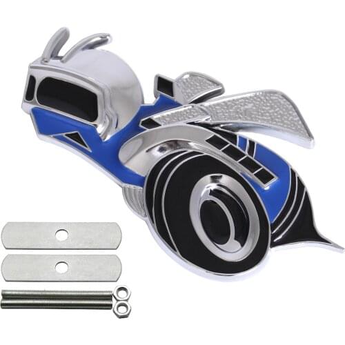 Blue 3D New Super Bee Front Grill Emblem Facing Left Metal Badge Car Trim Decor