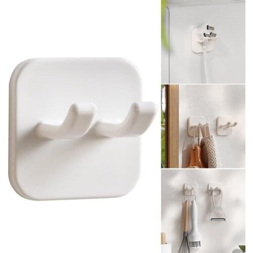 Plug Hook Punch-Free Strong Power Transparent Paste Wire Kitchen Socket Storage Rack Solid Color SAL99