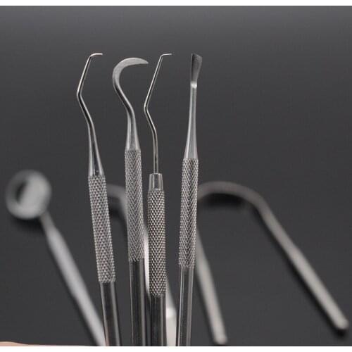 Dental 1Set Stainless Steel Teeth Cleaning Tools Oral Hygiene Tool Mirror Tweezer Mirror