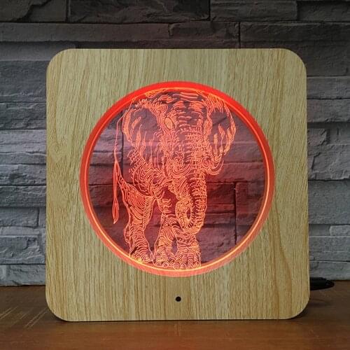 Thailand Elephant 3D LED ABS Plastic Night Light DIY Customized Lamp Table Lamp Kids Colors Gift Home Decor DropShipping 2645
