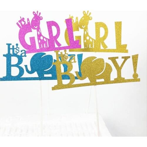 Ynaayu 5pcs It is Boy Girl Cake Topper Baby Born Shower Birhtday Cake Topper Party Decoration Gold Topper Cake Toppers For Party