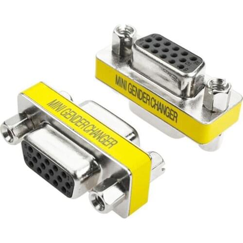 2pcs/lot VGA/SVGA 15Pin D-Sub DB15 HD15 VGA female to female Gender Changer Adapter Converter