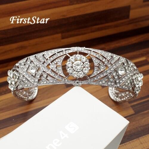Vintage Crystal Meghan Princess Veil Bridal Tiaras Crown Baroque Rhinestone Diadema For Women Headband Wedding Hair Accessories