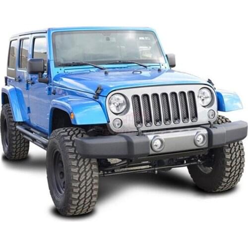 High Quality Automobiles 7Pcs Matte Black Front Insert Mesh Light Circle Grille Trim Cover for Jeep Wrangler Car Styling