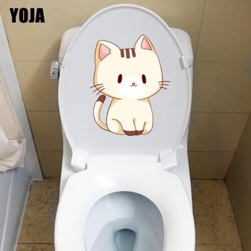 YOJA 19.8*24.9CM Funny Animal Cat Bedroom Home Decor Wall Sticker Toilet Decal Cartoon Art T3-0444