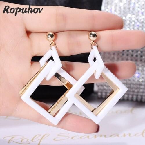 Ropuhov 2021 New Korean Fashion Jewelry for Woman Gift Dangle Acrylic Ethnic Indian Earrings Wholesale