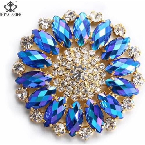 ROYALBEIER Flower Snap Buttons fit 18/20mm DIY Snap Bracelet For Women Vintage Style Large Crystal Rhinestone Buttons KZ0784