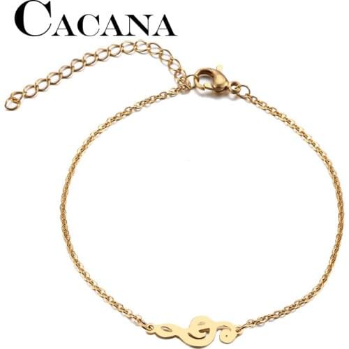 CACANA Stainless Steel Bracelet For Women Man Music Gold And Silver Color Pulseira Feminina Lovers Engagement Jewelry