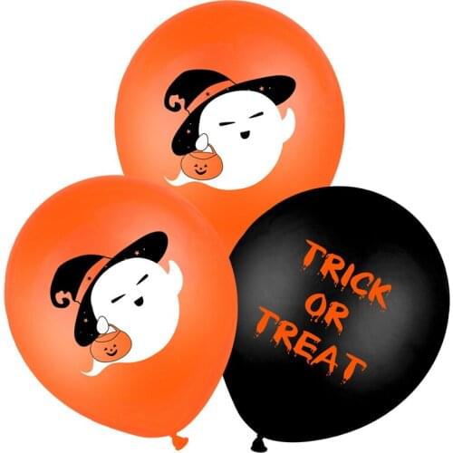 10pcs/lot 6kinds Black Orange Cartoon Ghost Wizard Trick or Treat Balloons DIY Latex Confetti Ballons Halloween Party Bar Decor